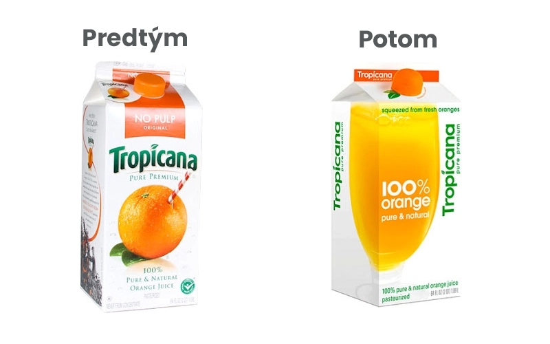 Prečo je dobre uniknúť rebrandu? Pár dôvodov pre kvalitný brand už od začiatku! tropicana predtym potom